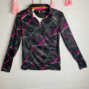 Black & Purple Quarter Zip Long Sleeve Athletic Top